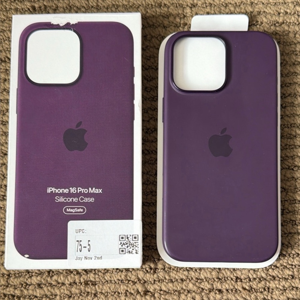 Apple Silicone iPhone Case in Deep Purple with White Trim
